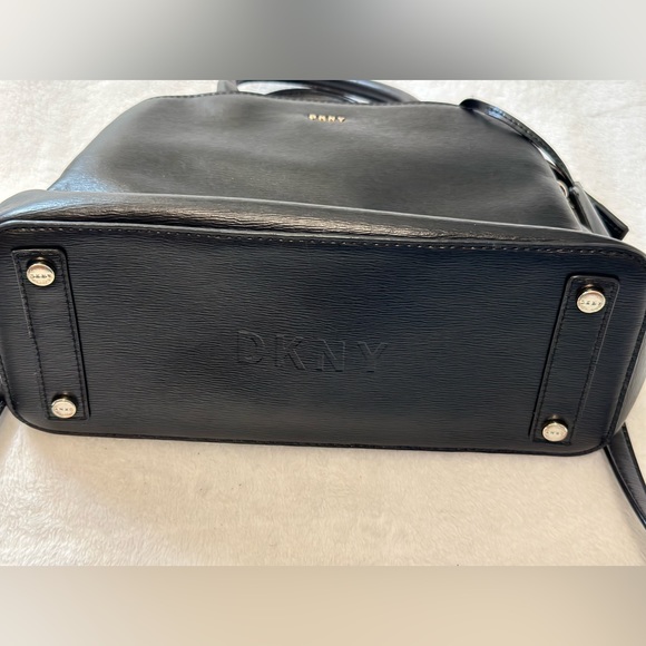 DKNY Paige Small Satchel-Black Gold Tone. - Picture 5 of 9